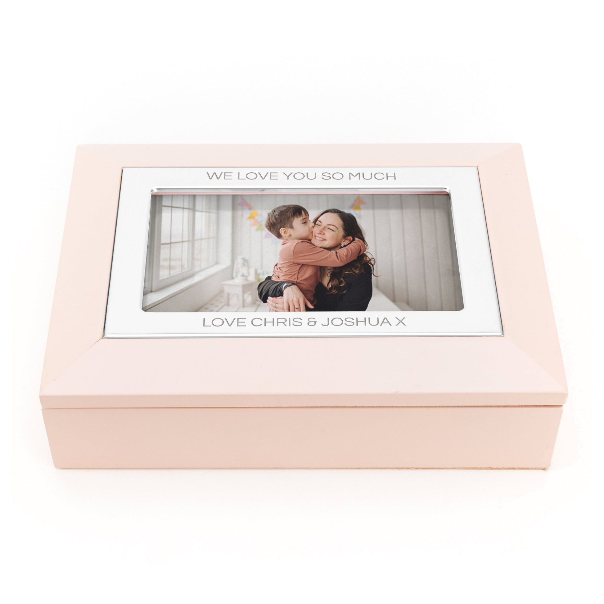 Personalized Jewellery Boxes & Storage - Personalized Blush Pink & Silver Photo Jewellery Box 