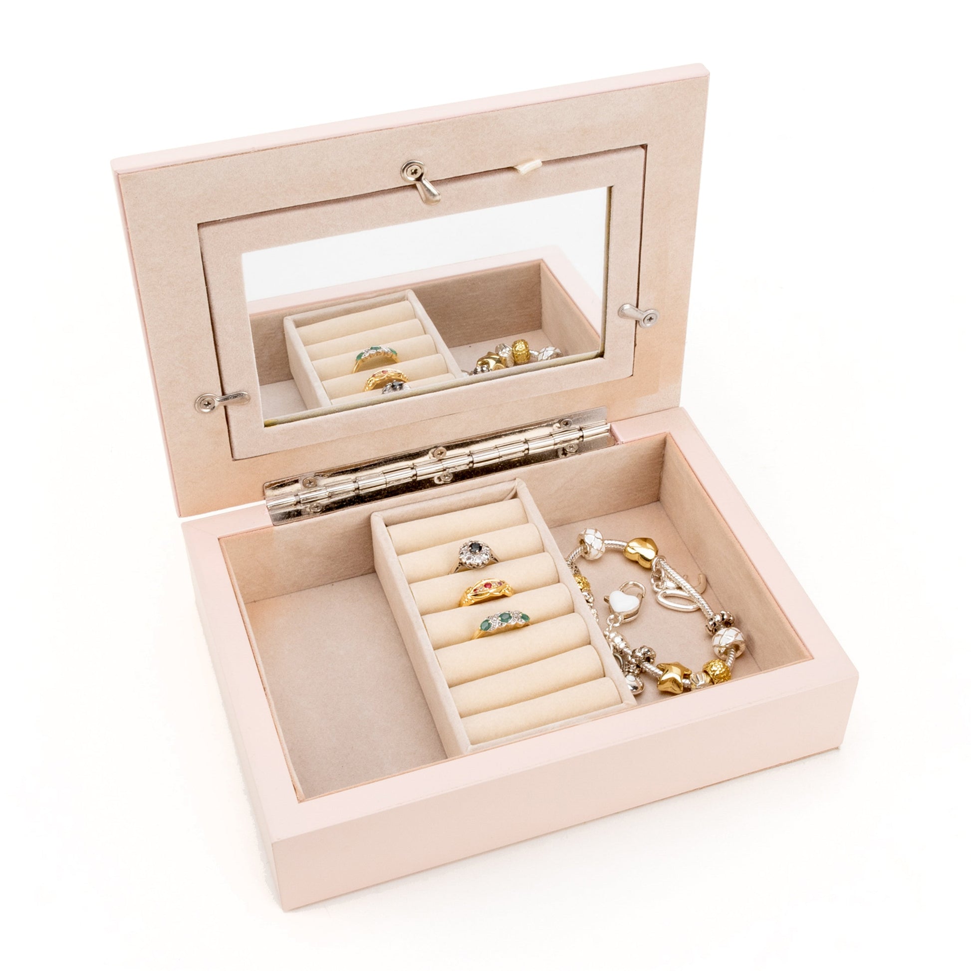 Personalized Jewellery Boxes & Storage - Personalized Blush Pink & Silver Photo Jewellery Box 
