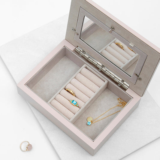 Personalized Blush Pink & Silver Photo Jewellery Box