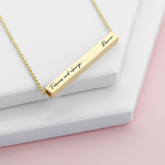 Personalized Forever and Always Horizontal Bar Necklace