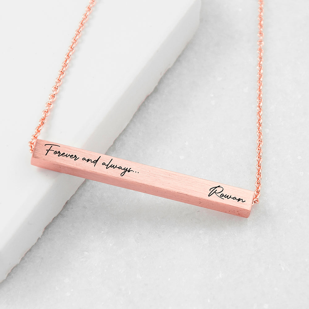 Personalized Necklaces - Personalized Forever and Always Horizontal Bar Necklace 