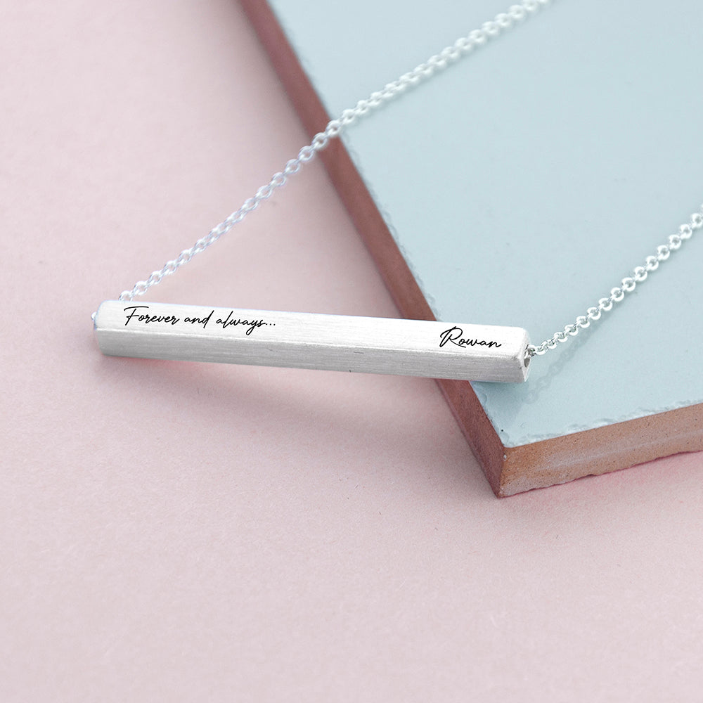 Personalized Necklaces - Personalized Forever and Always Horizontal Bar Necklace 