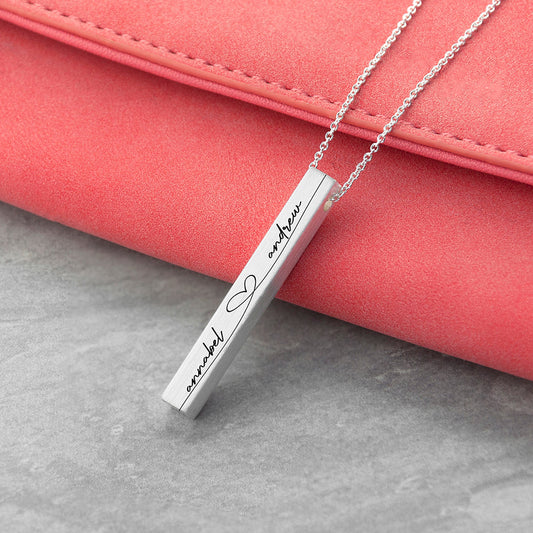 Personalized Forever and Always Vertical Bar Necklace