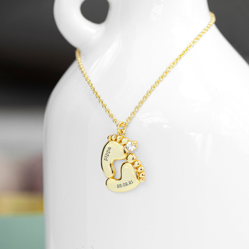 Personalized Necklaces - Personalized Baby Feet Necklace 
