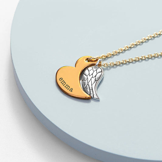 Personalized Heart and Wing Necklace