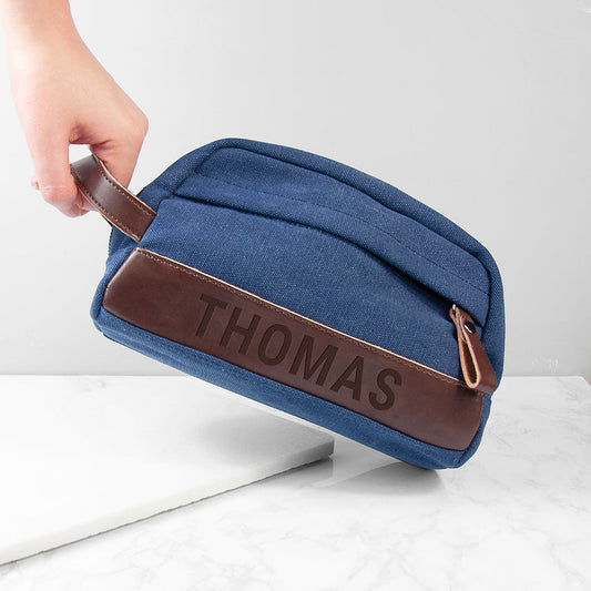 Personalised Weekender Denim Wash Bag