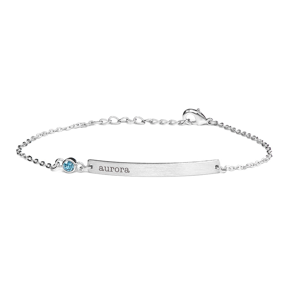 Personalized Bracelets - Personalized Silver Birthstone Swarovski Crystal Bracelet 