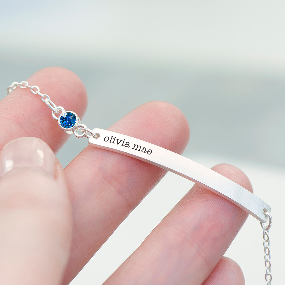 Personalized Bracelets - Personalized Silver Birthstone Swarovski Crystal Bracelet 