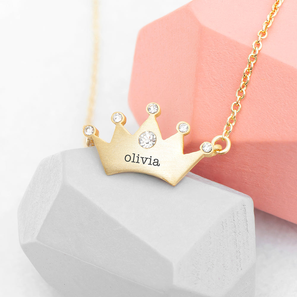 Personalized Necklaces - Personalized Princess Crown Necklace 