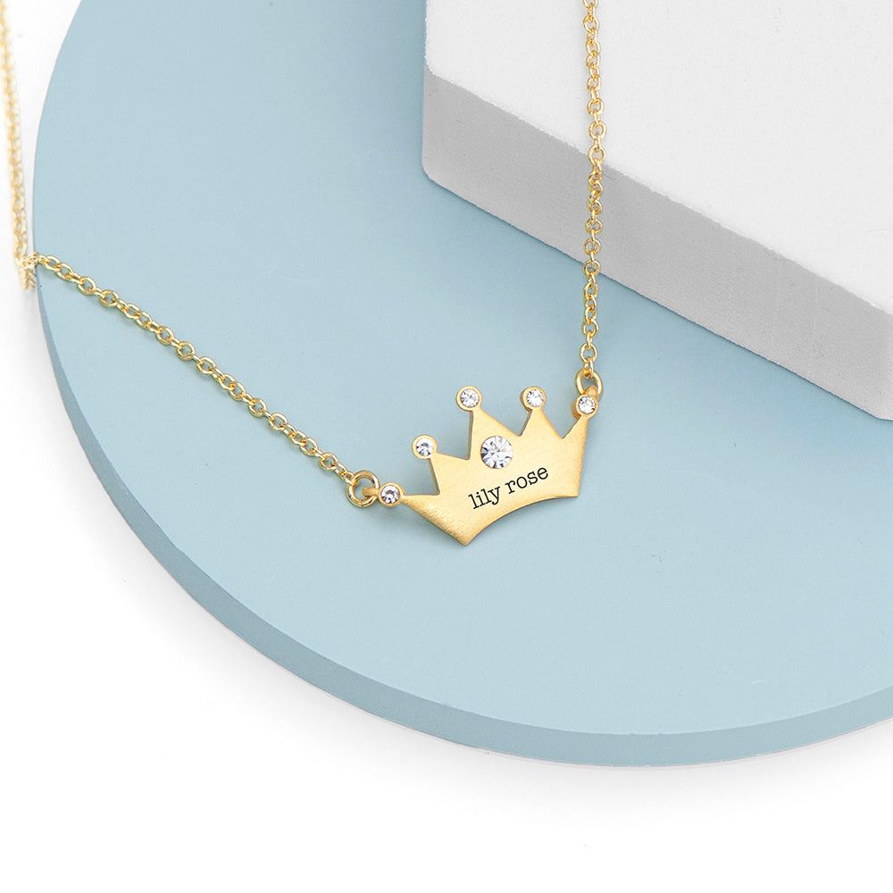 Personalized Necklaces - Personalized Princess Crown Necklace 
