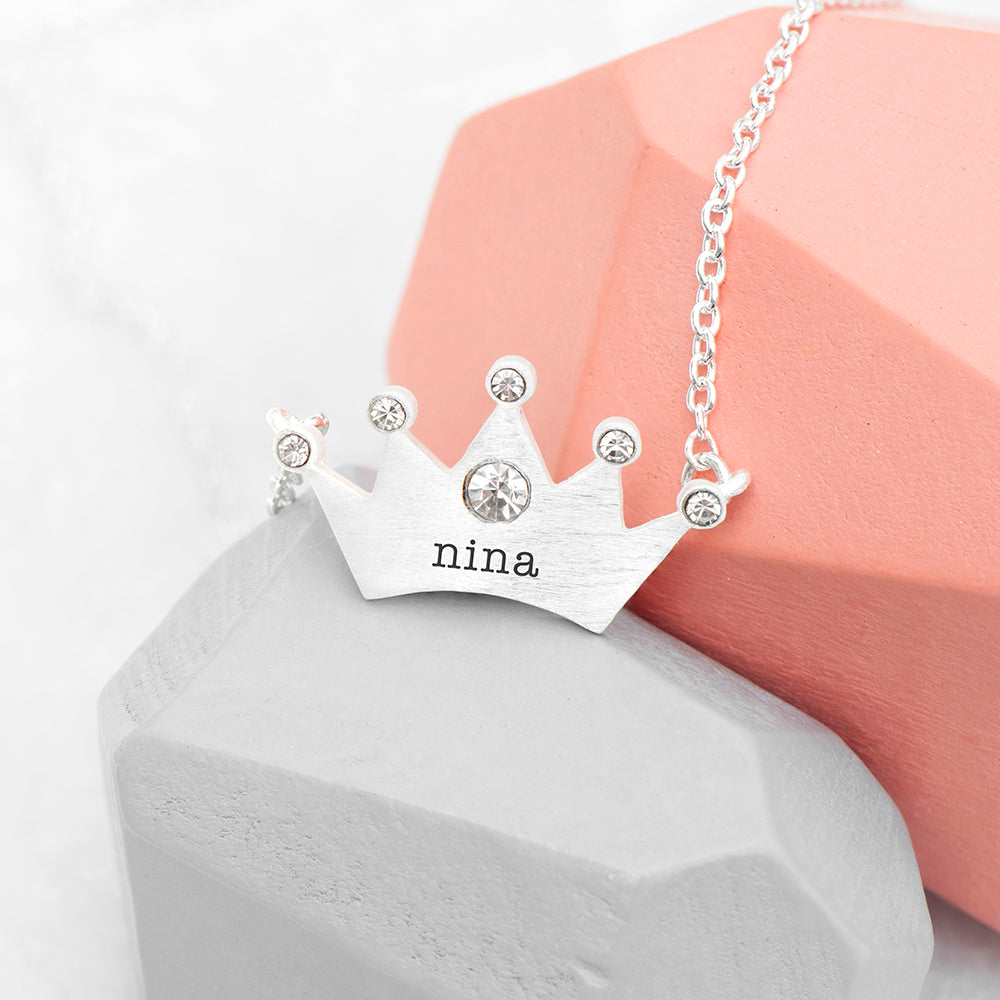 Personalized Necklaces - Personalized Princess Crown Necklace 