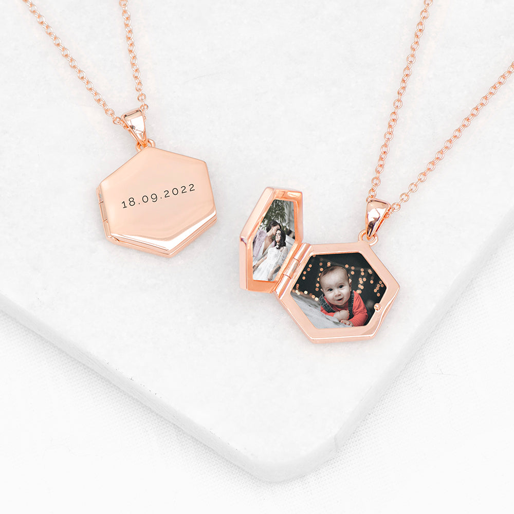 Personalized Hexagonal Photo Locket - GiftsofaKind