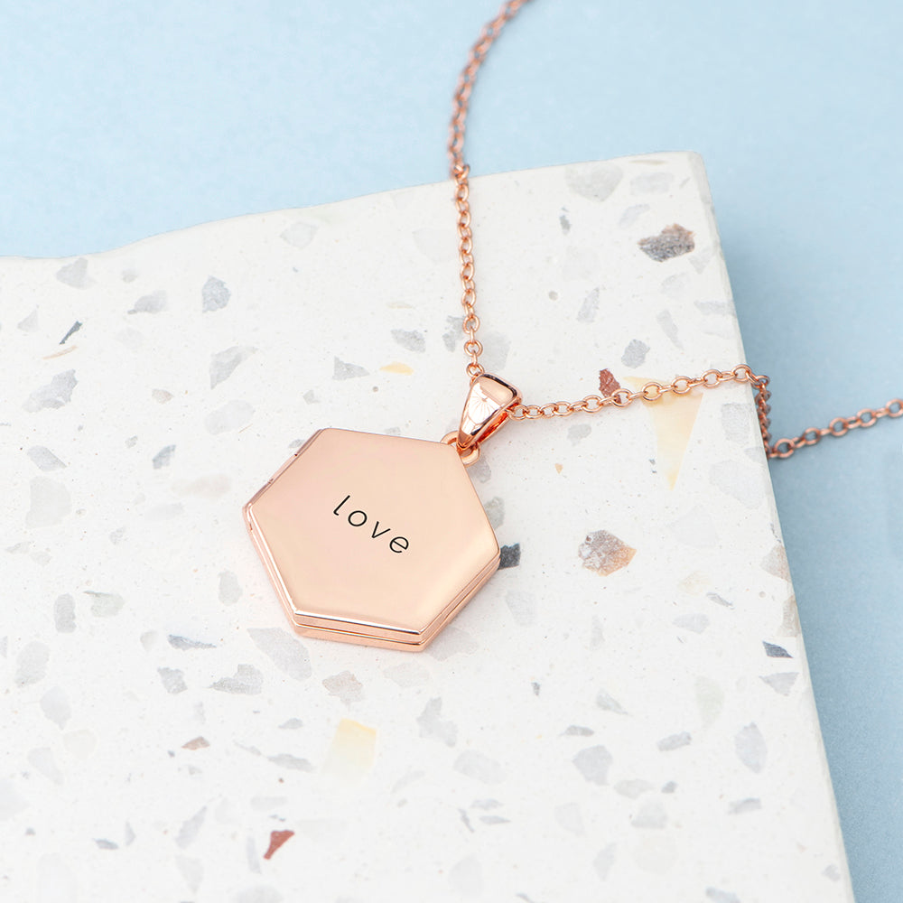 Personalized Necklaces - Personalized Hexagonal Photo Locket 