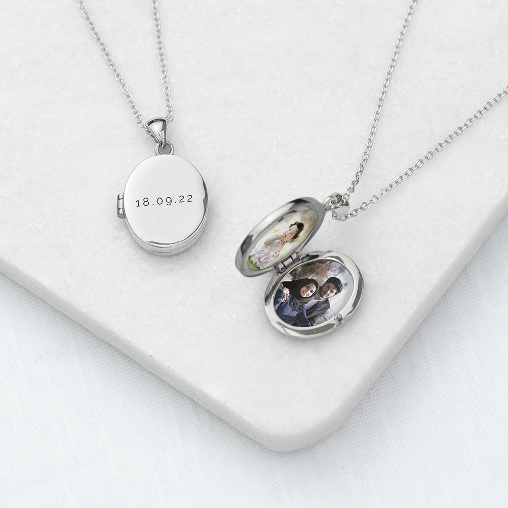 Personalized Necklaces - Personalized Oval Photo Locket 