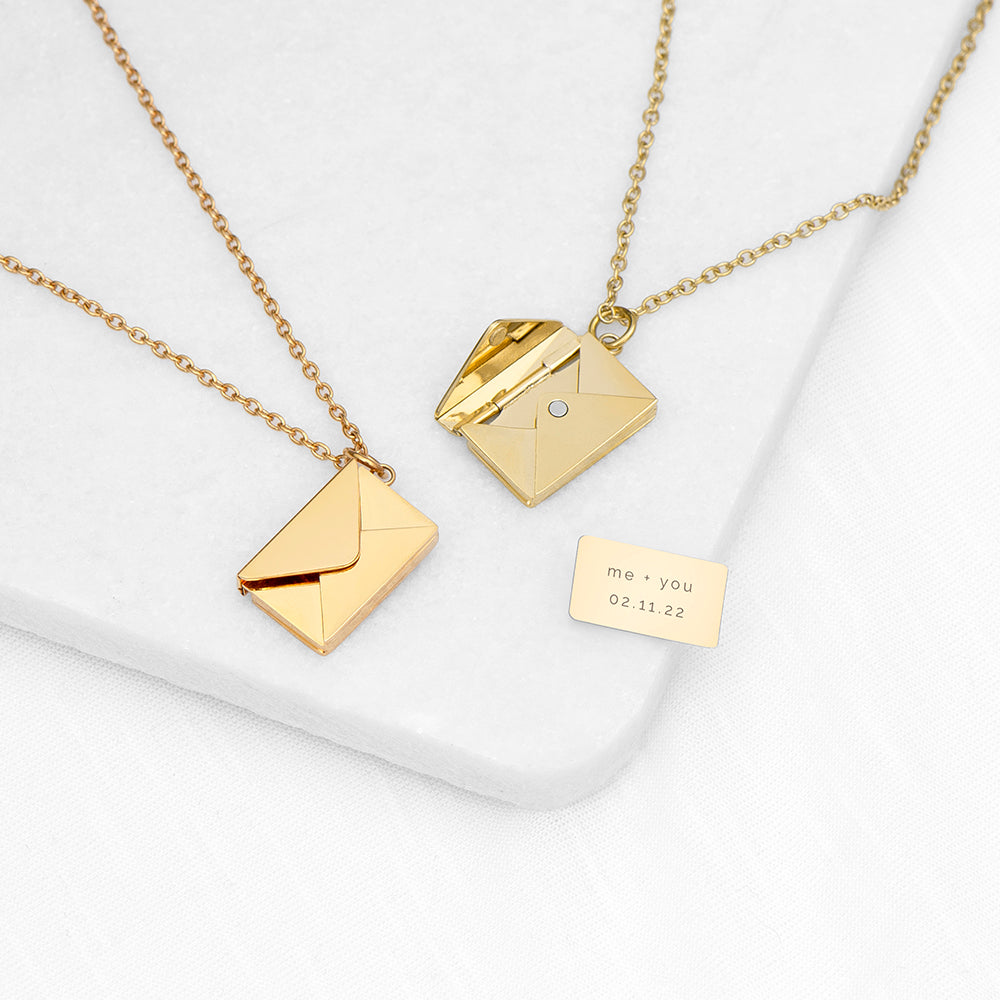 Personalized Secret Message Envelope Necklace - GiftsofaKind