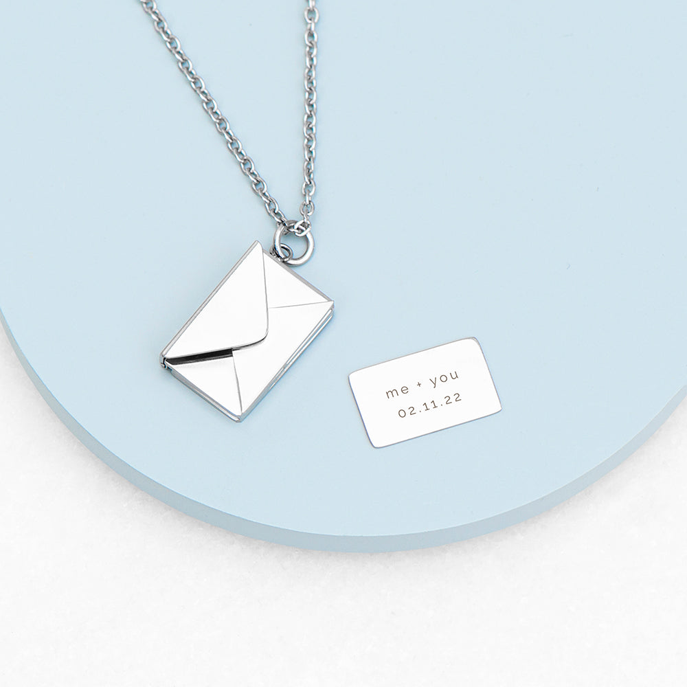 Personalized Necklaces - Personalized Secret Message Envelope Necklace 