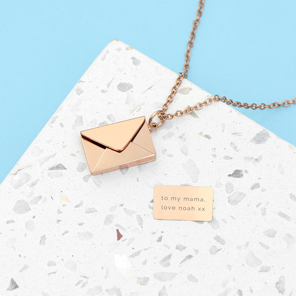Personalized Necklaces - Personalized Secret Message Envelope Necklace 