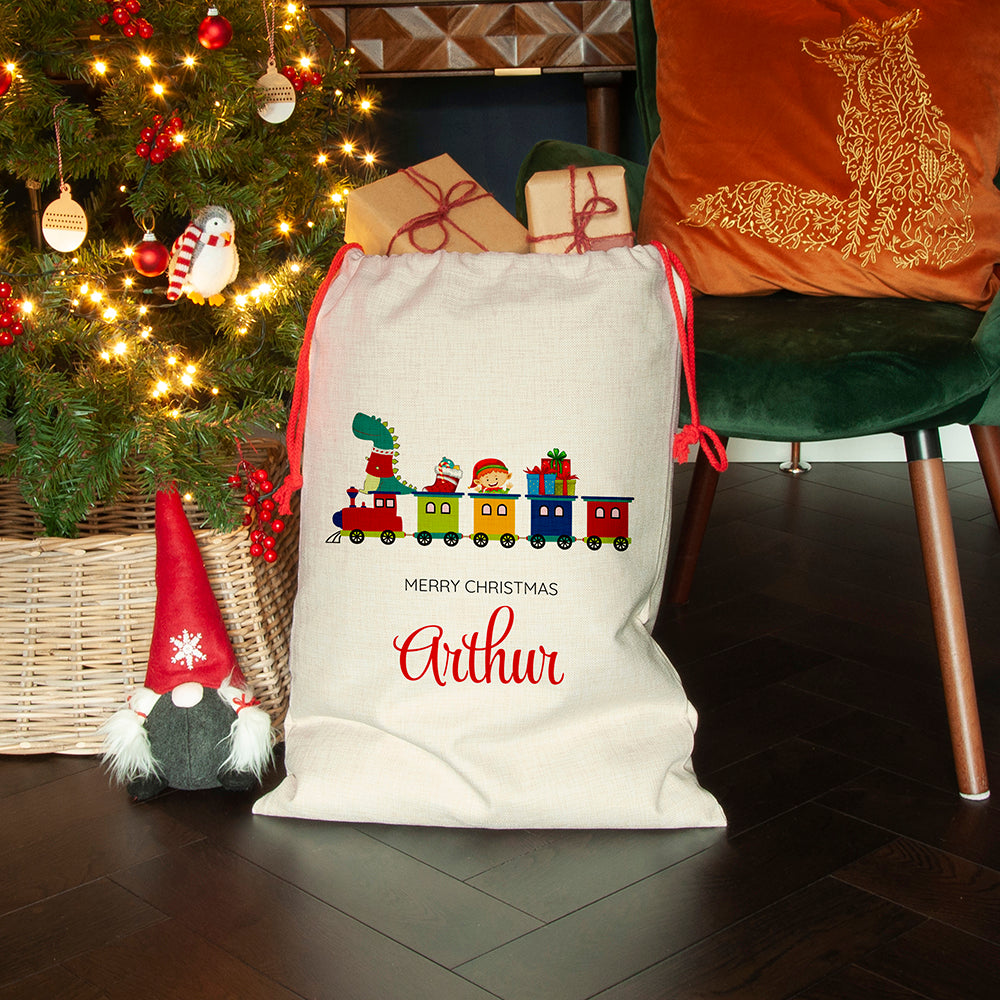 Personalised Kid's Christmas Train Christmas Sack - Lovesakes