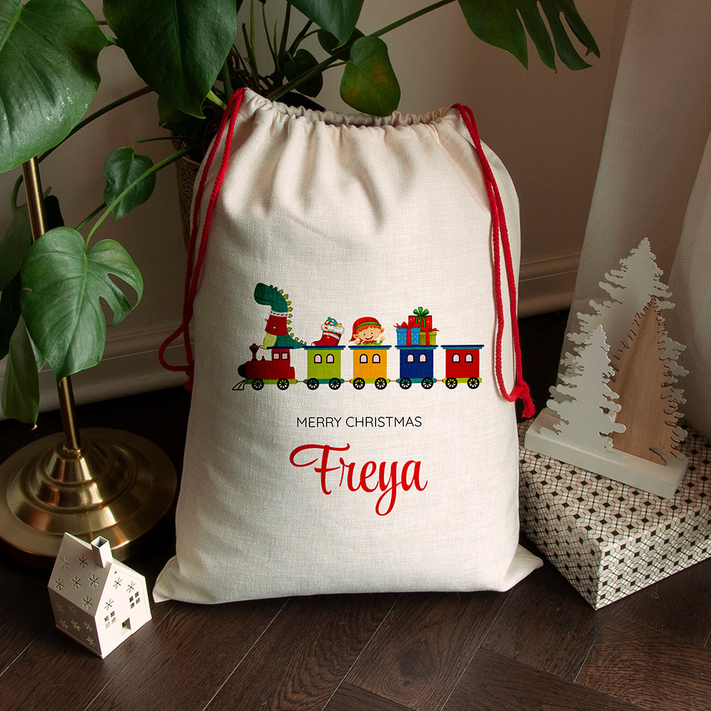 Personalised Kid's Christmas Train Christmas Sack - Lovesakes