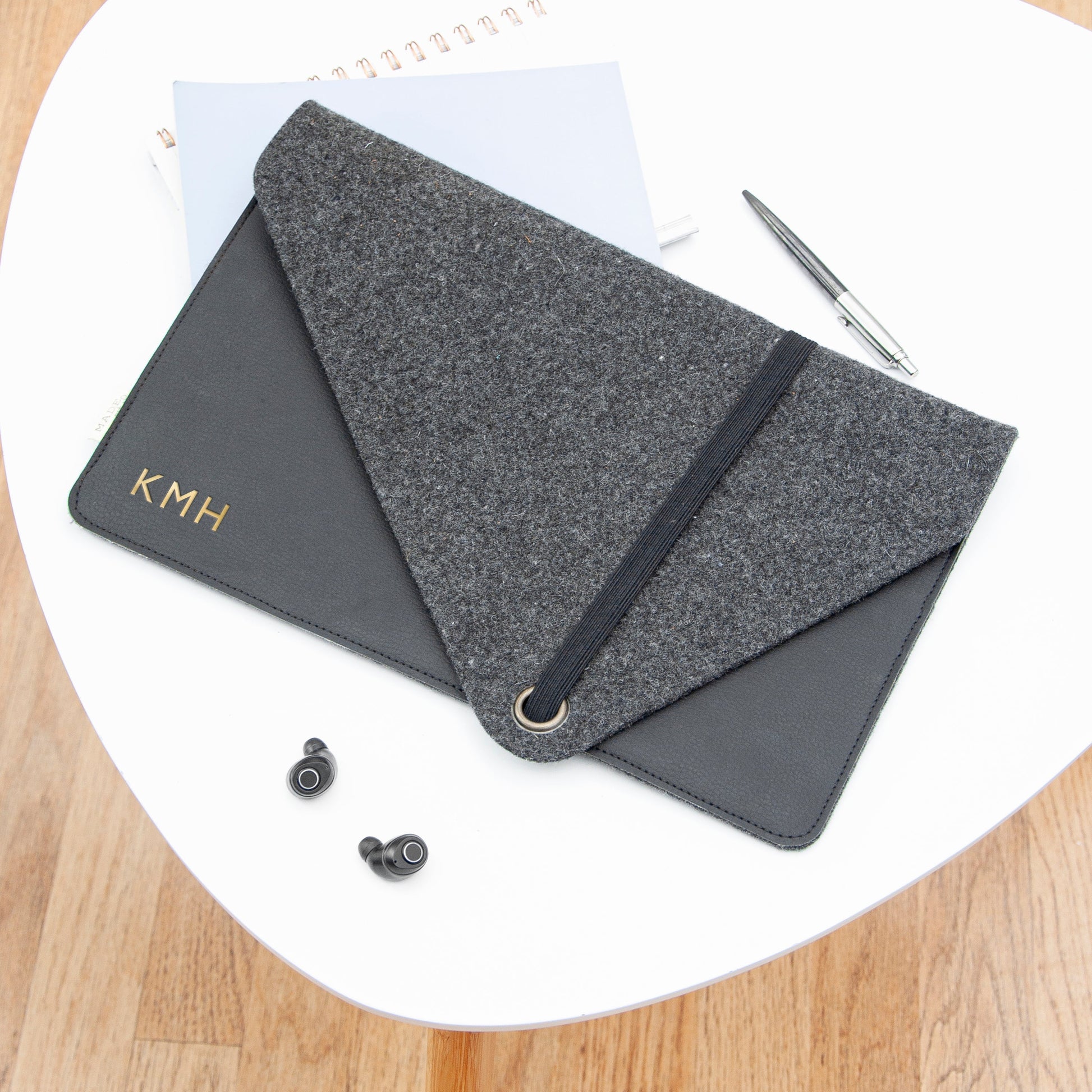 Personalized Laptop Sleeves - Monogrammed Vegan Leather Apple Laptop Sleeve 