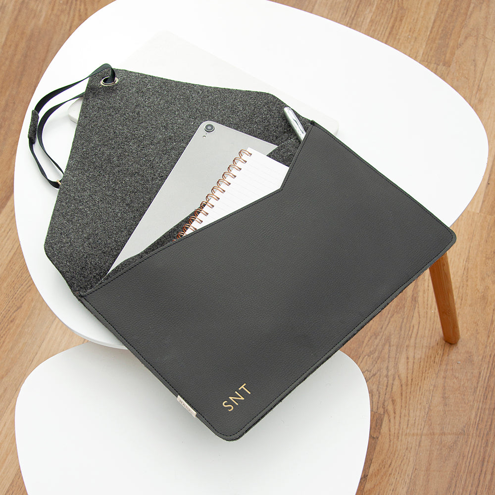 Personalized Laptop Sleeves - Monogrammed Vegan Leather Apple Laptop Sleeve 