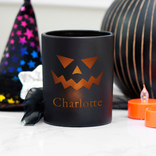 Personalised Halloween Jack-O'-Lantern Candle Holder