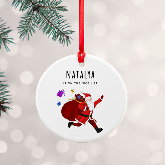 Personalised Playful Santa Christmas Ornament