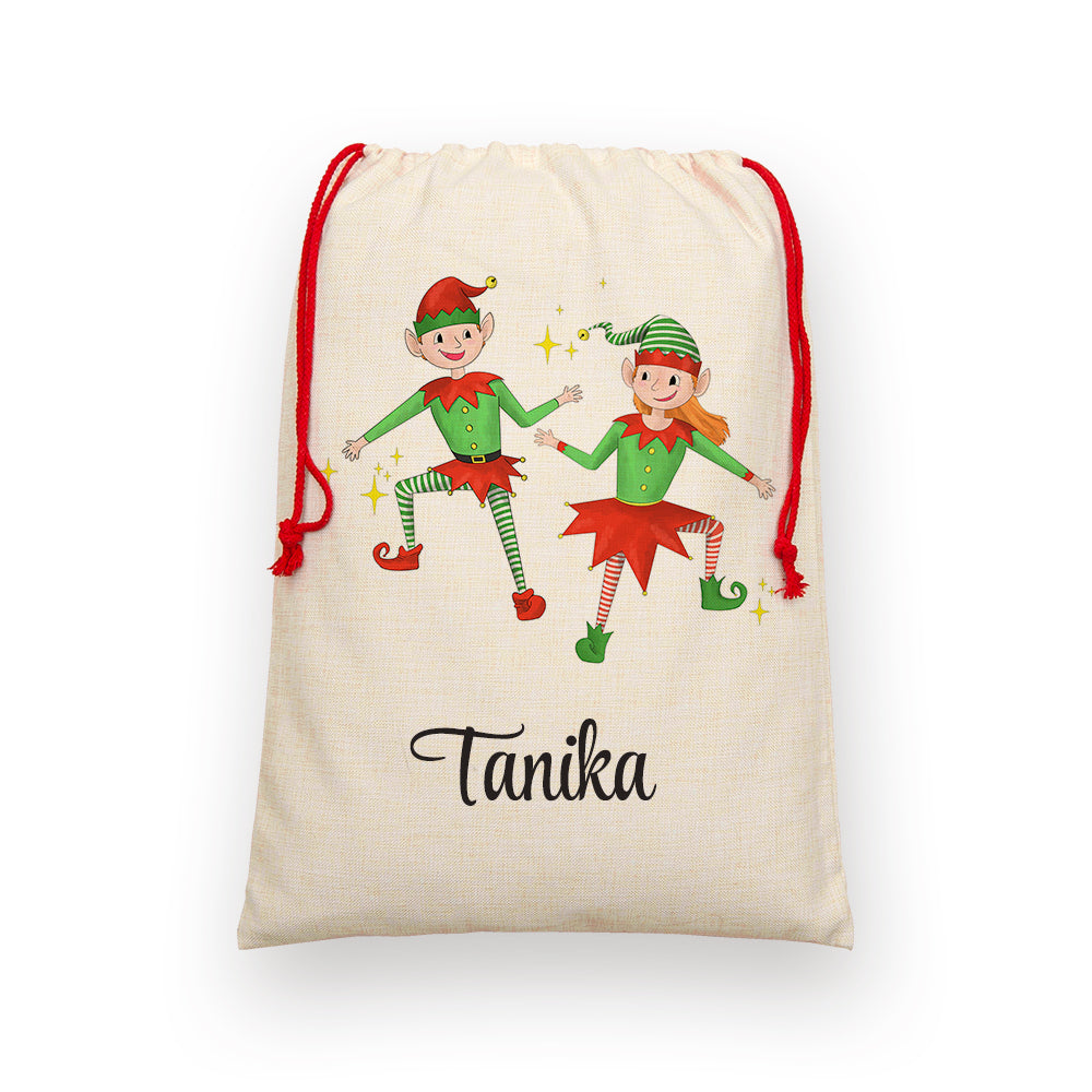 Personalised Playful Elves Christmas Sack - Lovesakes