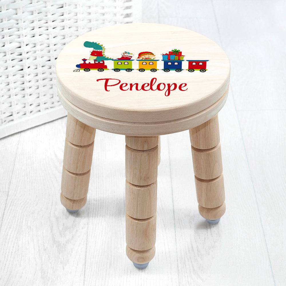 Personalized Kids Stools - Personalized Christmas Train Wooden Stool 
