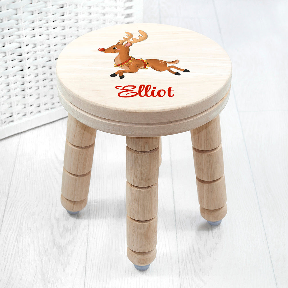 Personalized Kids Stools - Personalized Christmas Reindeer Wooden Stool 