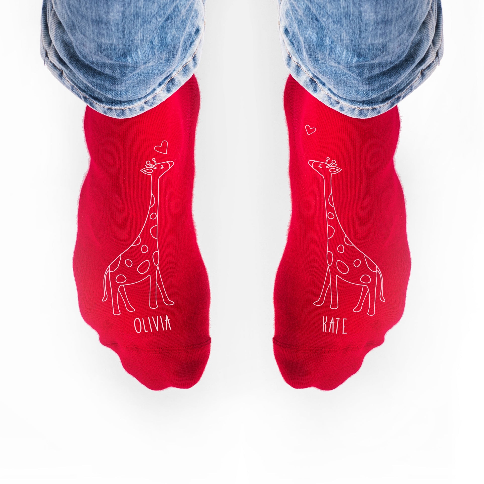 Personalized Socks - Personalized Kissing Giraffe Couple Socks 