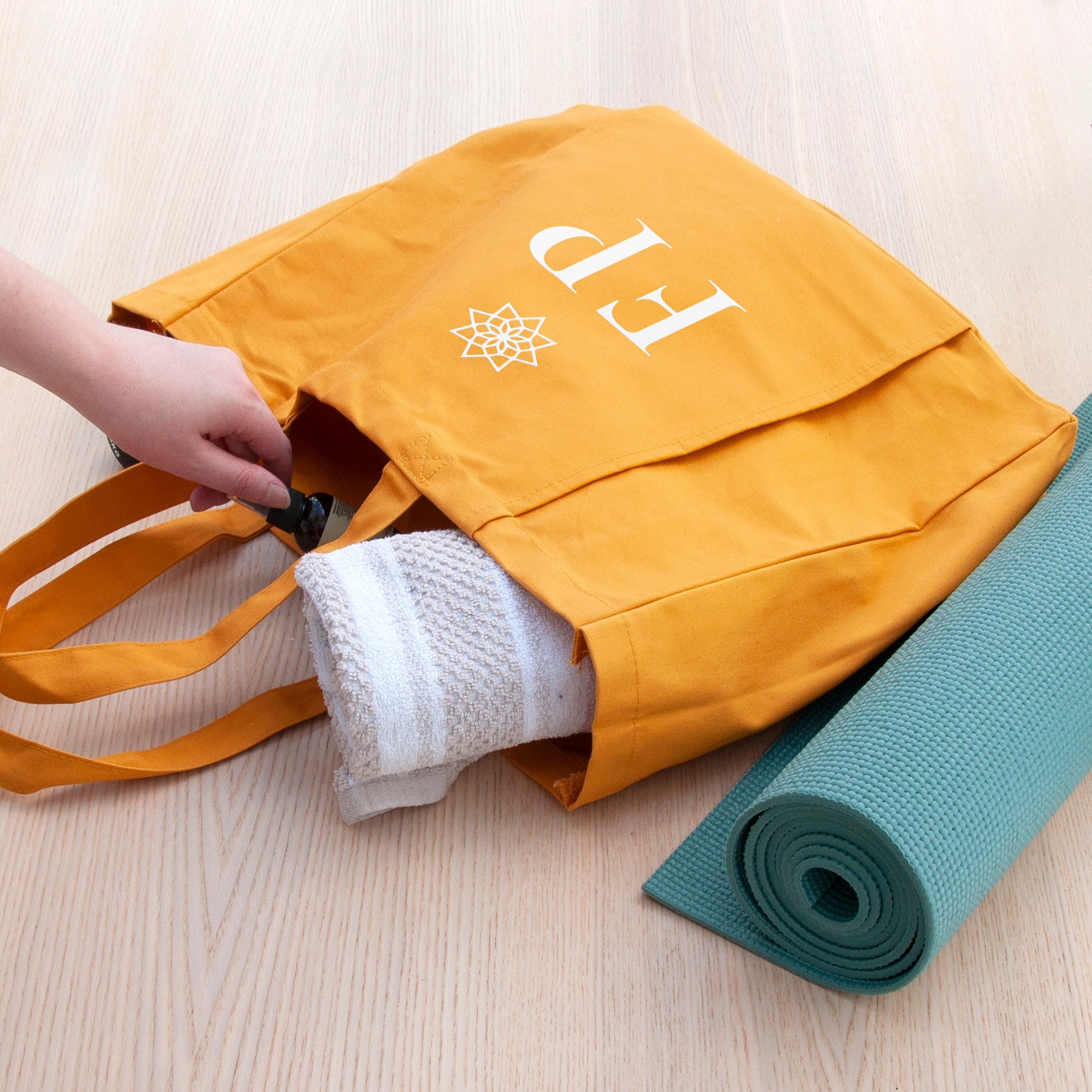 Personalized Tote Bags - Monogrammed Organic Yoga Tote Bag 