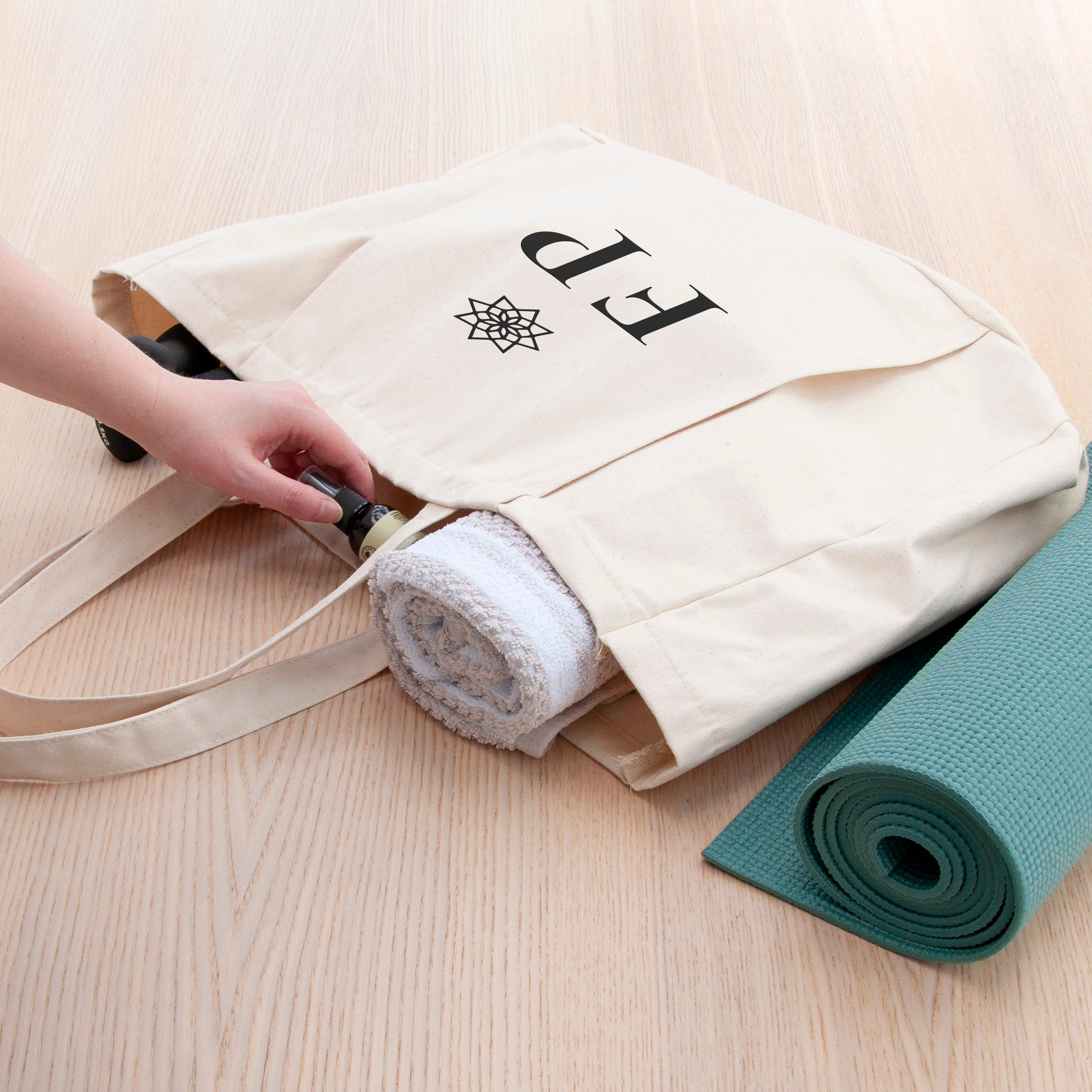 Personalized Tote Bags - Monogrammed Organic Yoga Tote Bag 
