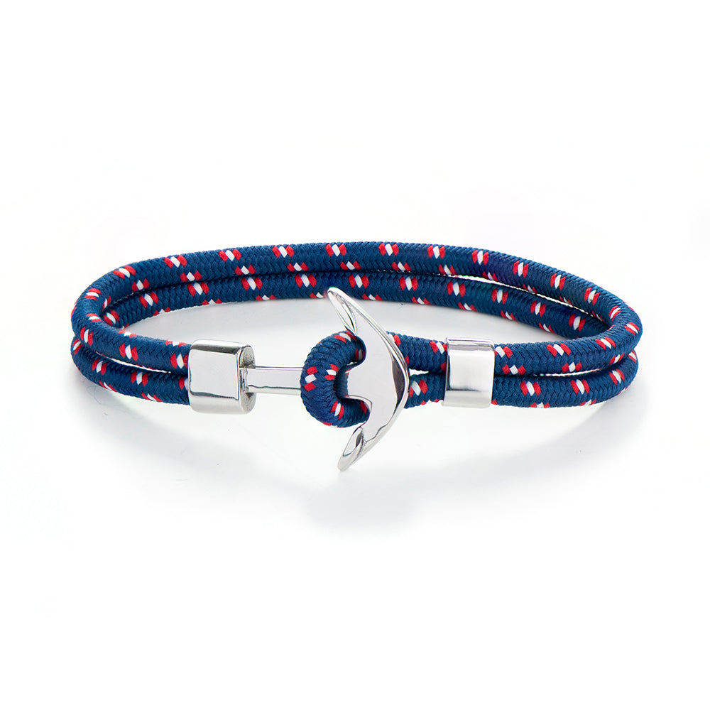 Personalized Men's Bracelets - Personalized Men's Blue Rope Nautical Anchor Bracelet 