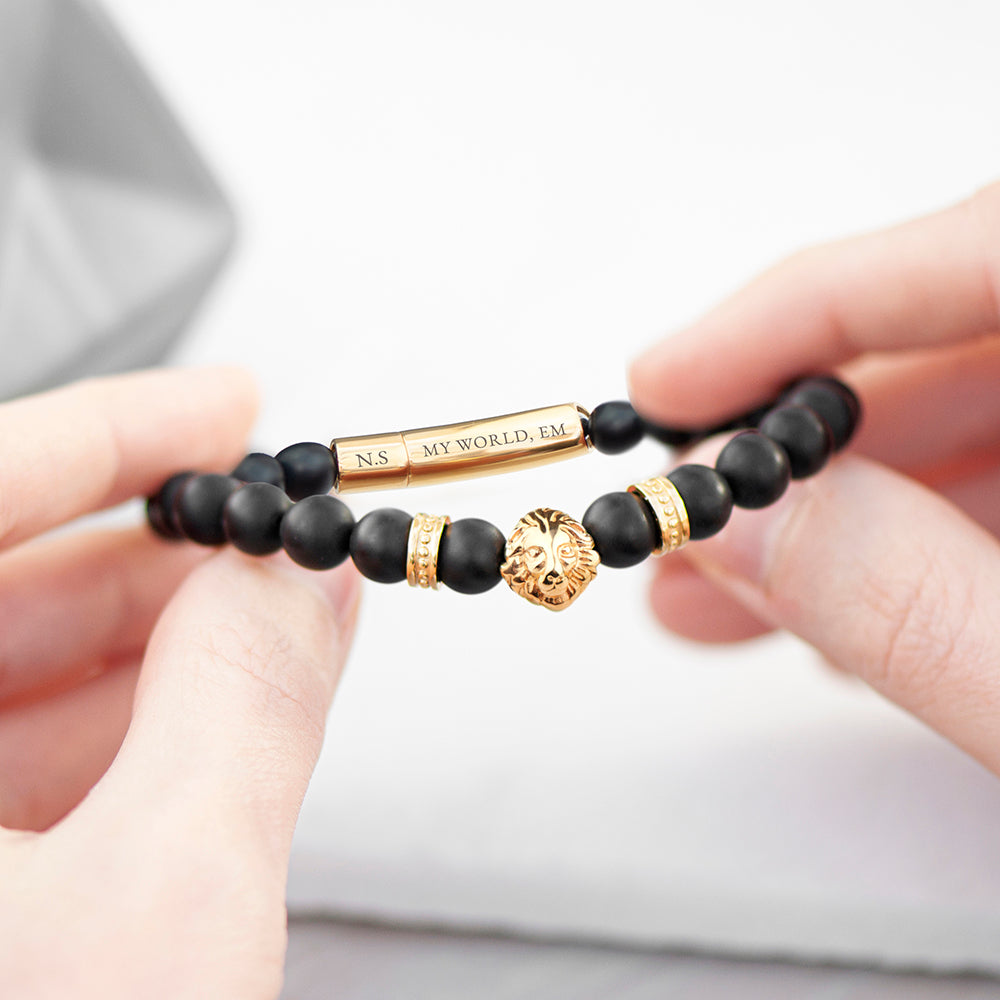 Personalized Men's Bracelets - Personalized Men's Golden Lion Bracelet 