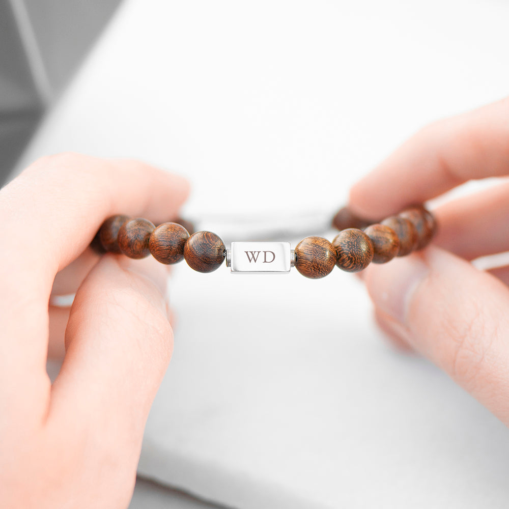 Personalized Men's Bracelets - Personalized Men's Wooden Bracelet 