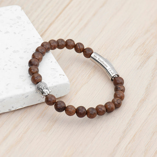 Personalized Men's Wooden Buddha Bracelet