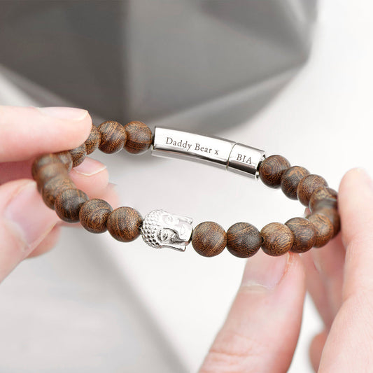 Personalized Men's Wooden Buddha Bracelet