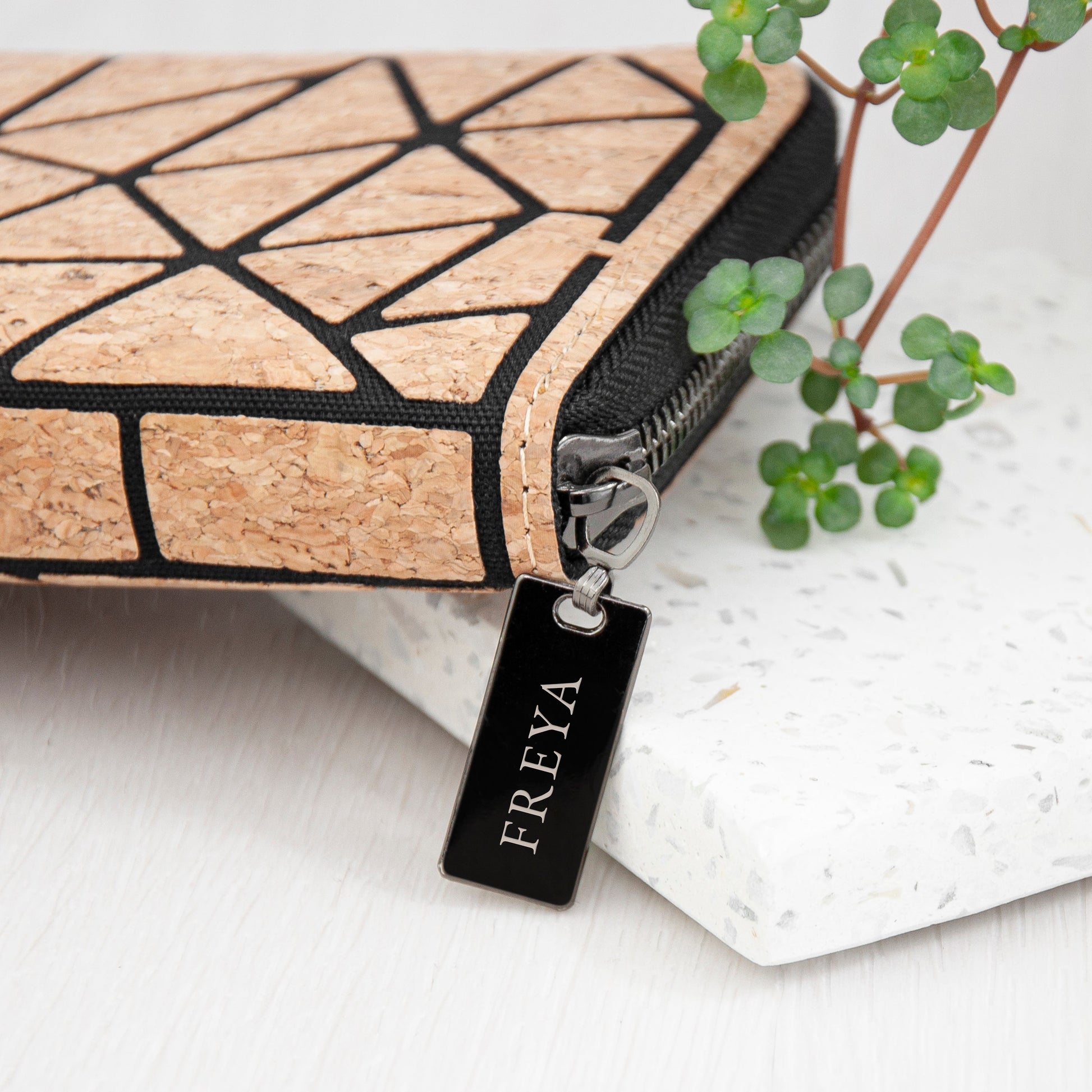 Personalised Geometric Cork Zip Wallet - Lovesakes