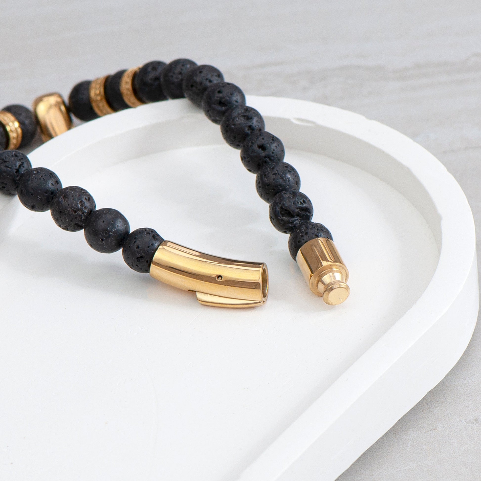 Personalized Men's Bracelets - Personalized Men's Golden Skull Beaded Bracelet 