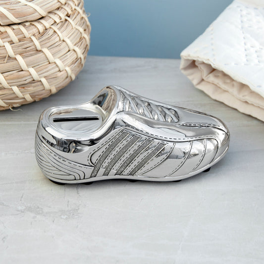 Personalized Silver Plated Football Boot Money Box