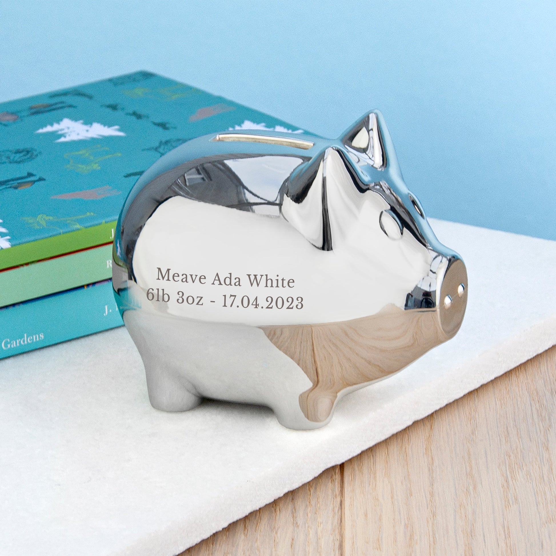 Personalized Money Boxes - Silver Personalized Piggy Bank 