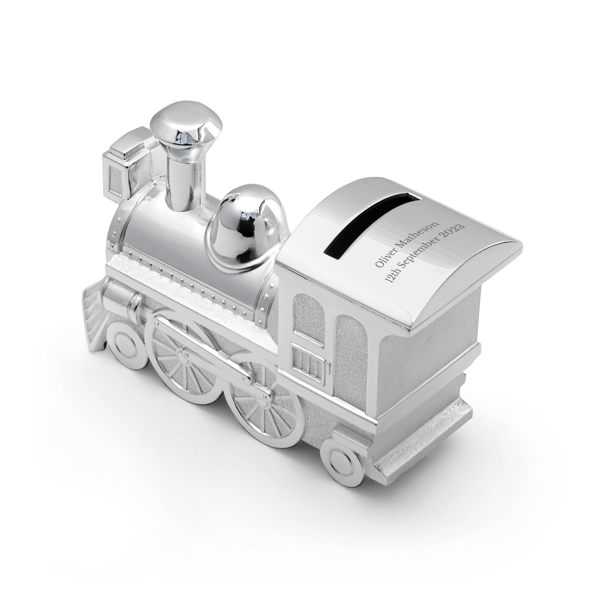 Personalized Money Boxes - Personalized Silver Plated Train Money Box 