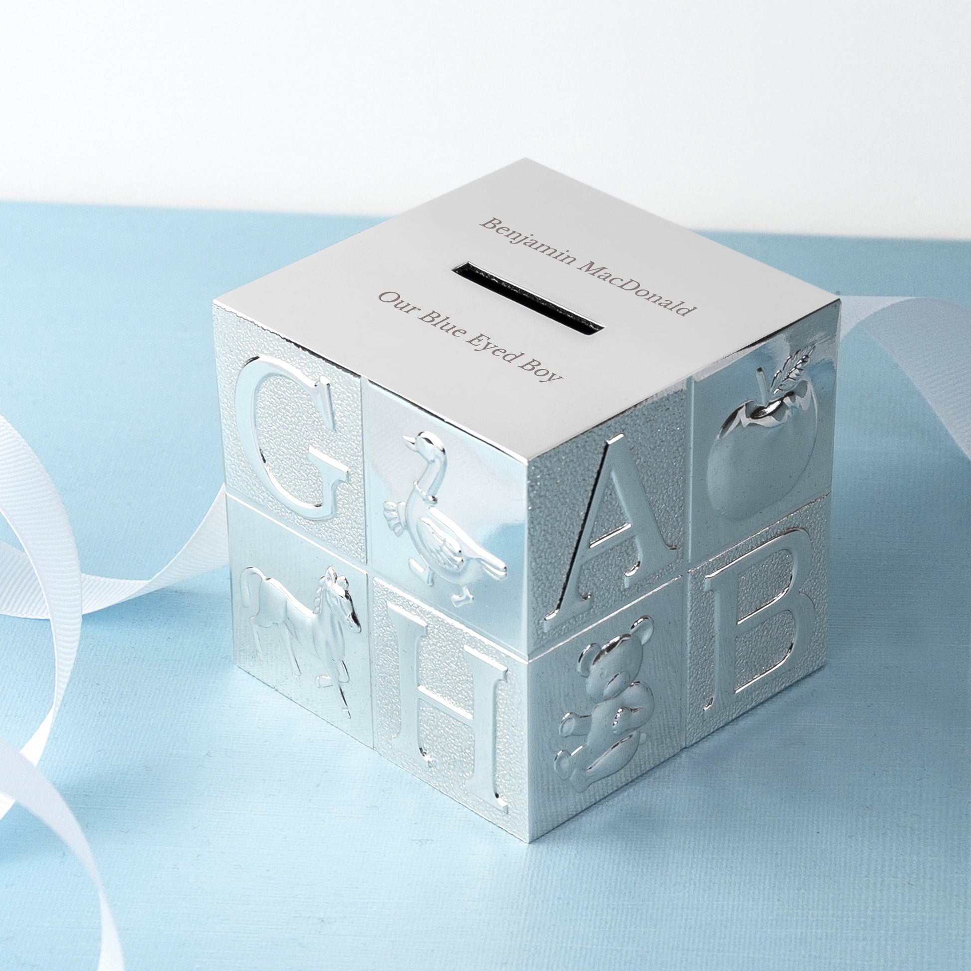 Personalized Money Boxes - Personalized Silver Plated ABC Money Box 