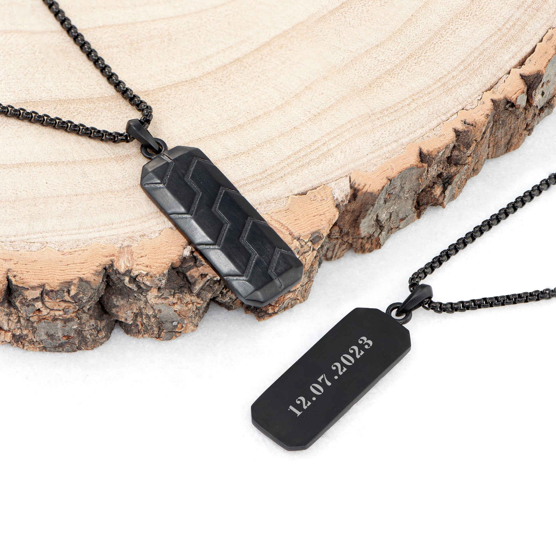 Personalized men's necklaces - Personalized Men's Black Steel Dog Tag Necklace 