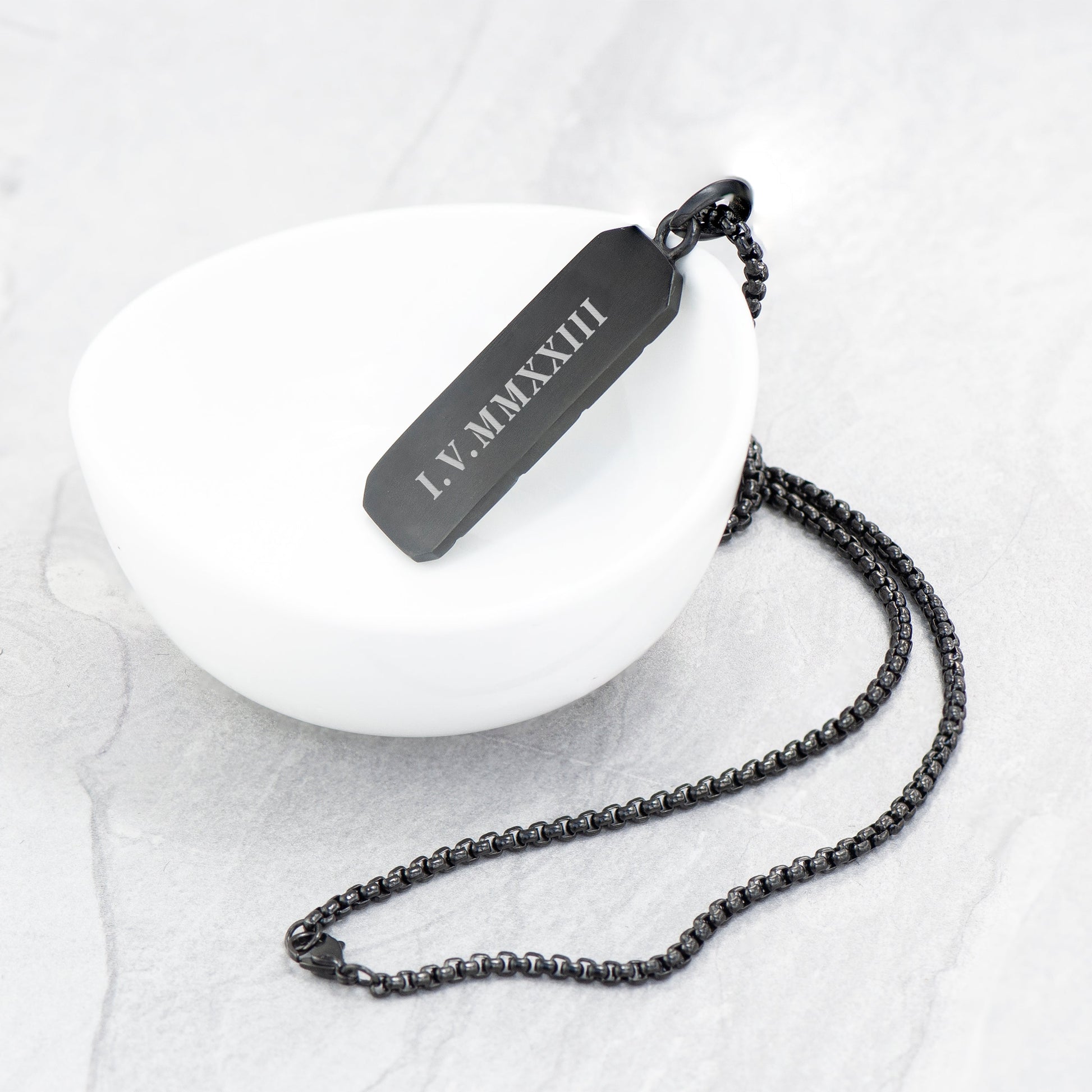 Personalized men's necklaces - Personalized Men's Black Steel Dog Tag Necklace 