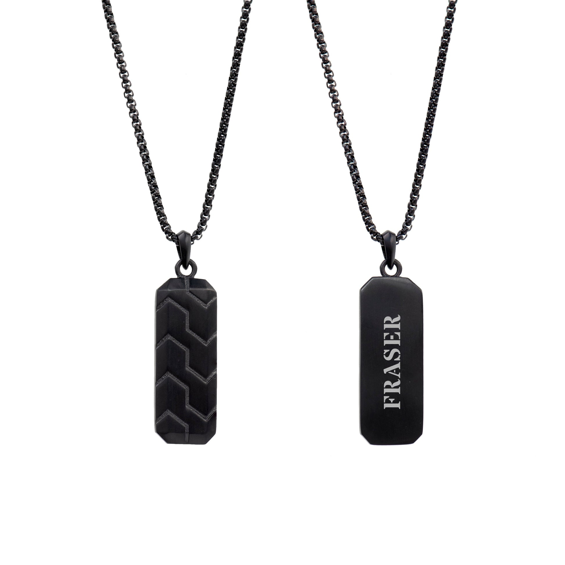 Personalized men's necklaces - Personalized Men's Black Steel Dog Tag Necklace 