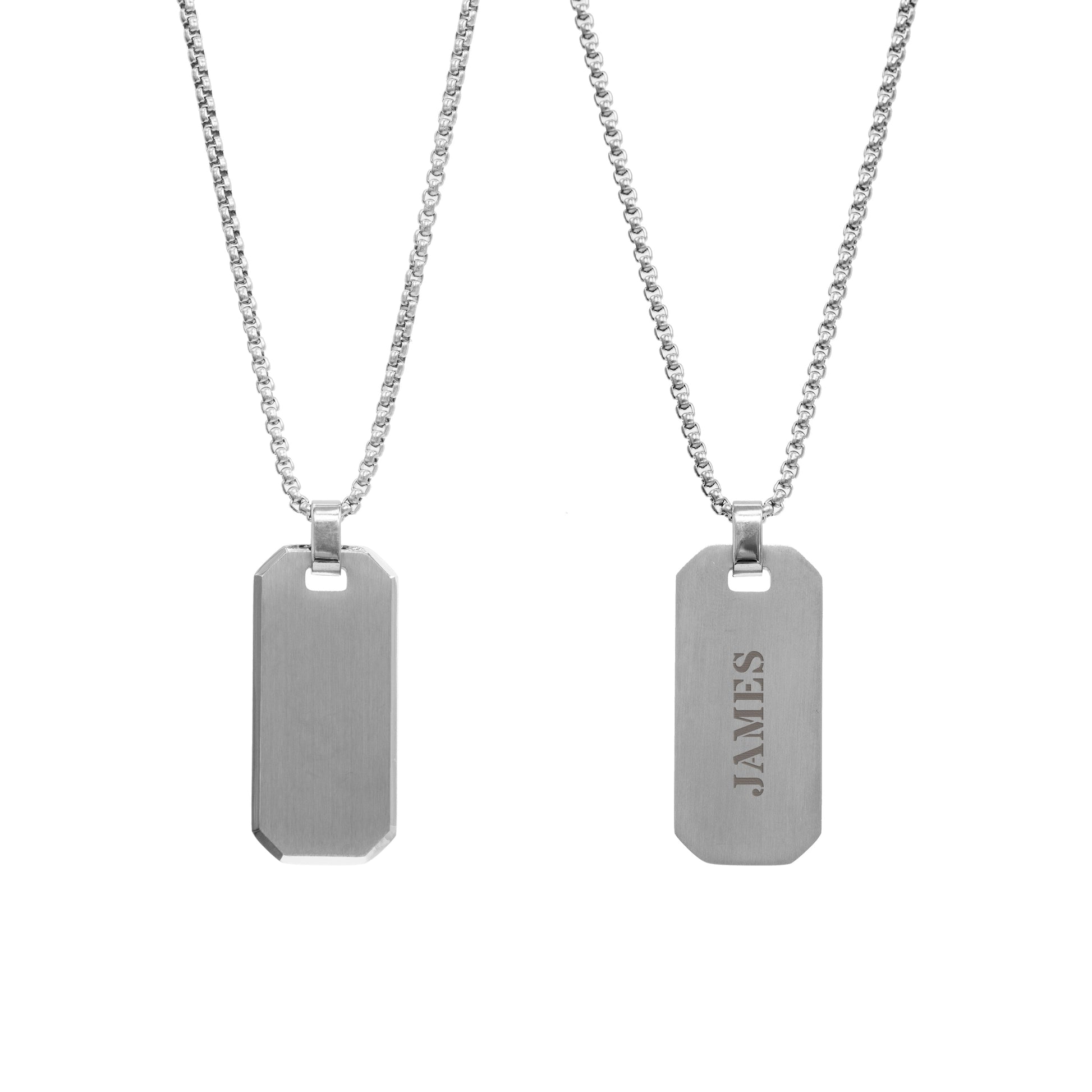 Personalized men's necklaces - Personalized Men's Brushed Steel Dog Tag Necklace 