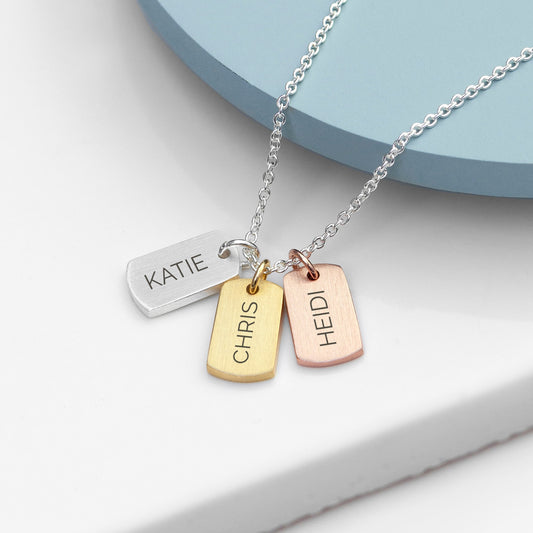 Personalized 3-tag Family Name Necklace