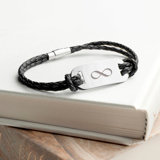 Personalized Men's Infinity Statement Leather Bracelet